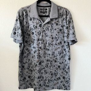 BR Luxury Touch Collection Grey Scale Floral Polo Shirt